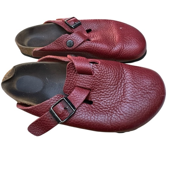 Birkenstock Shoes - Birkenstock Boston clogs - Red tumbled leather - Size 38 (7 - 7.5)